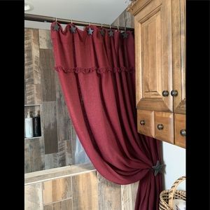 Burgundy Burlap Shower Curtain